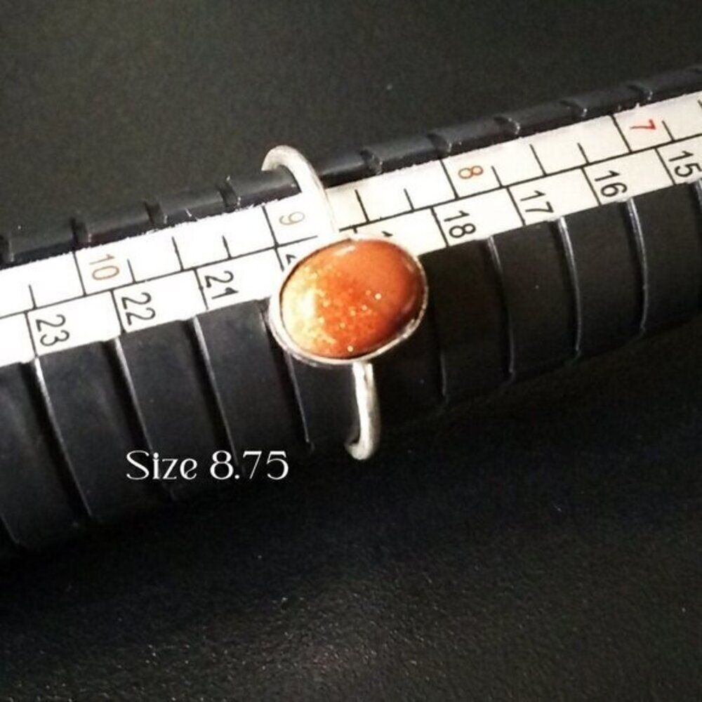 $10 Radical Drop! Minimalist - Copper Goldstone 8.75 - Semi-Precious Stone Rings